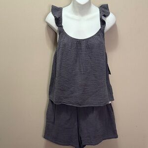 NWT Monroe crinkle Gauze Ruffled Tank blouse with Shorts Sz M